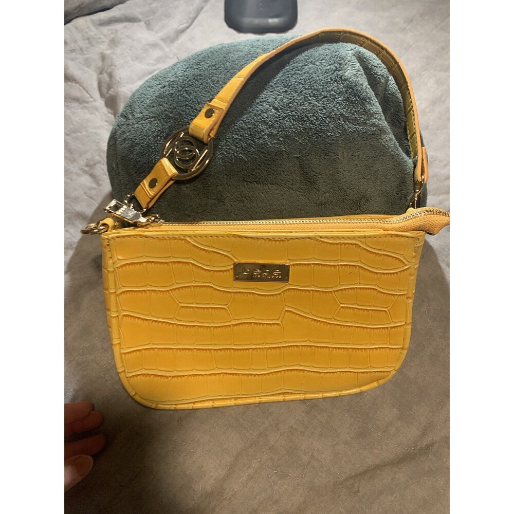 Bebe Tara Mini Shoulder Bag /Clutch Bright Yellow~Textured  Sunny